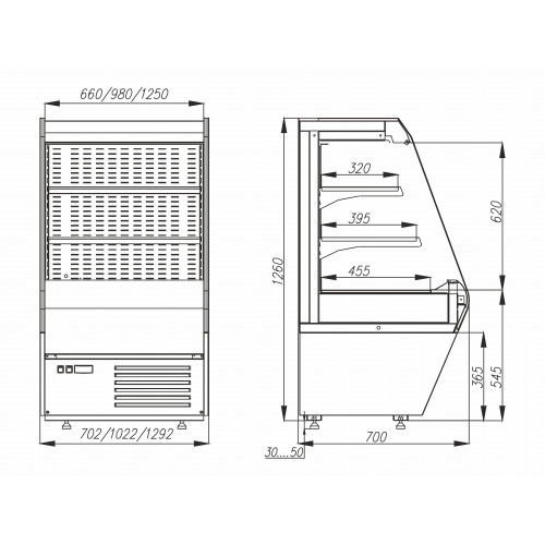 Витрина холодильная CARBOMA F13-07 VM 1,0-2 0020 стеклопакет (1260/700 ВХСп-1,0)