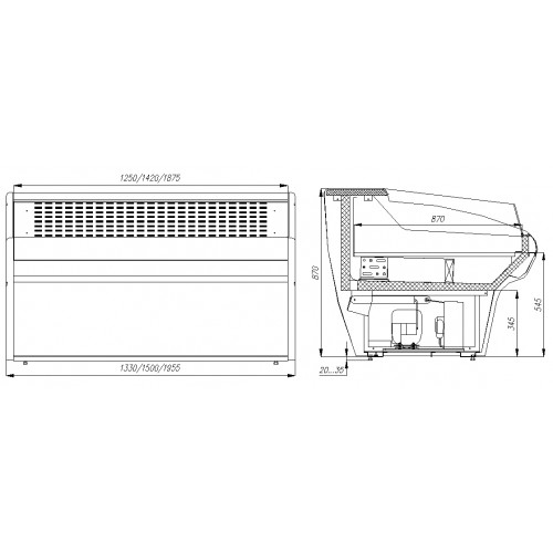 Витрина холодильная CARBOMA G110 VM 1,5-2 (ВХСо-1,5ш G110 (динамика))