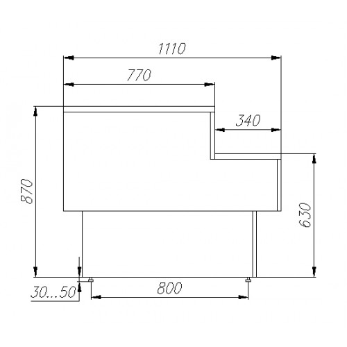 Прилавок CARBOMA GC110 N 1,25-7 (П-1,25 GC110) металл