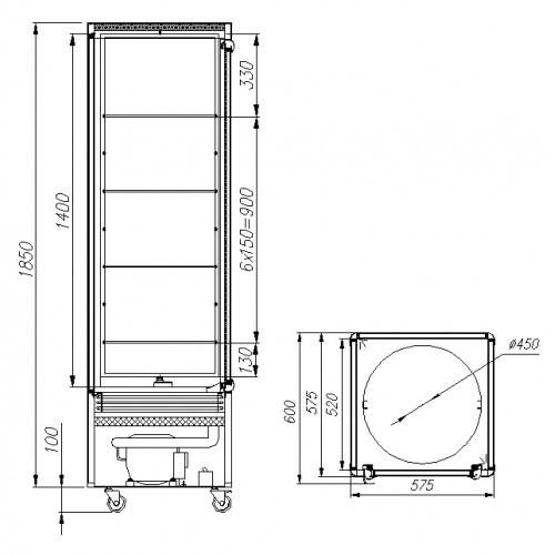 Витрина кондитерская CARBOMA Latium D4 VM 400-2 (R400Cвр Сarboma Люкс) 1/2 цвет по схеме