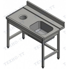 Стол для грязной посуды ТЕХНО-ТТ СПО-522/1207Л правый, с отверстием для сбора отходов