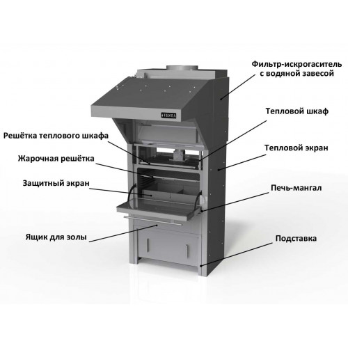 Комплекс VESTA K3-M45-Vk (K3, печь-мангал M45, коптильня Vesta k)